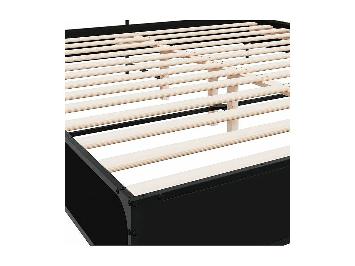 Cadre de lit noir 200x200 bois d'ingénierie et métal