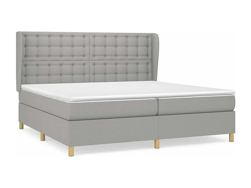 Sommier à lattes de lit avec matelas Gris clair 200x200 Tissu