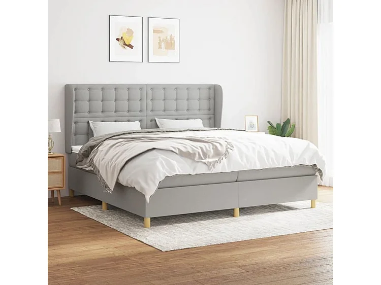 Sommier à lattes de lit avec matelas Gris clair 200x200 Tissu