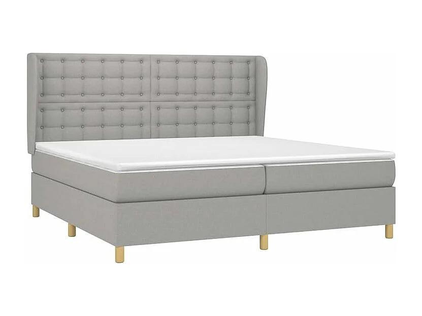 Sommier à lattes de lit avec matelas Gris clair 200x200 Tissu