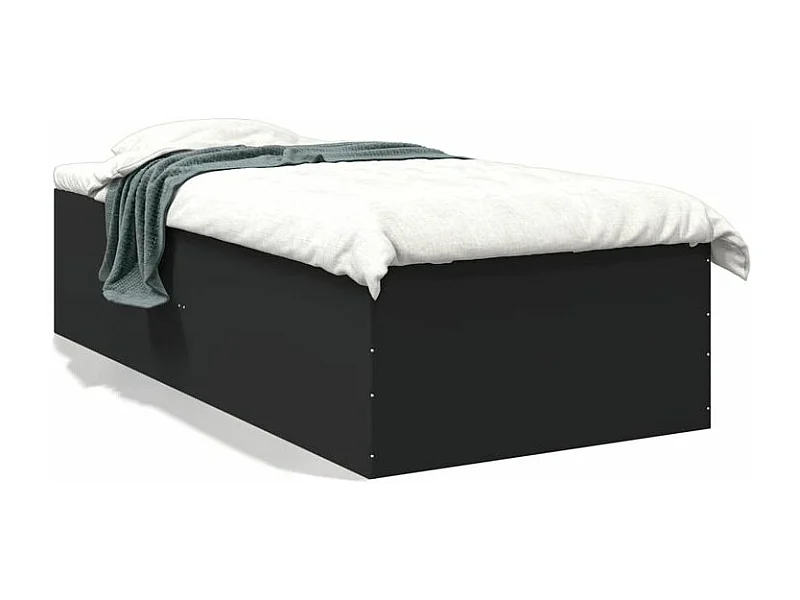 Cadre de lit noir 75x190 bois d'ingénierie