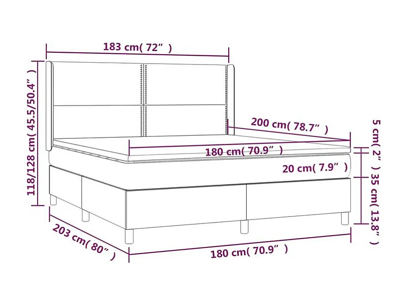 Sommier à lattes de lit et matelas Gris clair 180x200 Velours