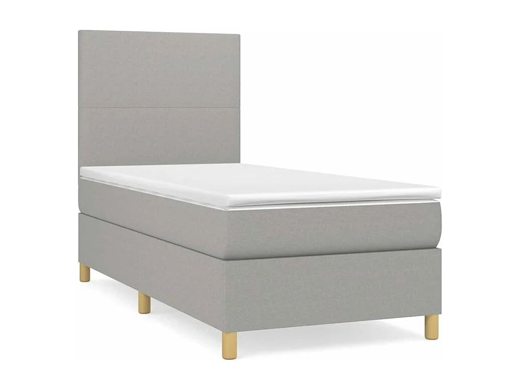vidaXL Cama box spring con colchón tela gris claro 90x190 cm