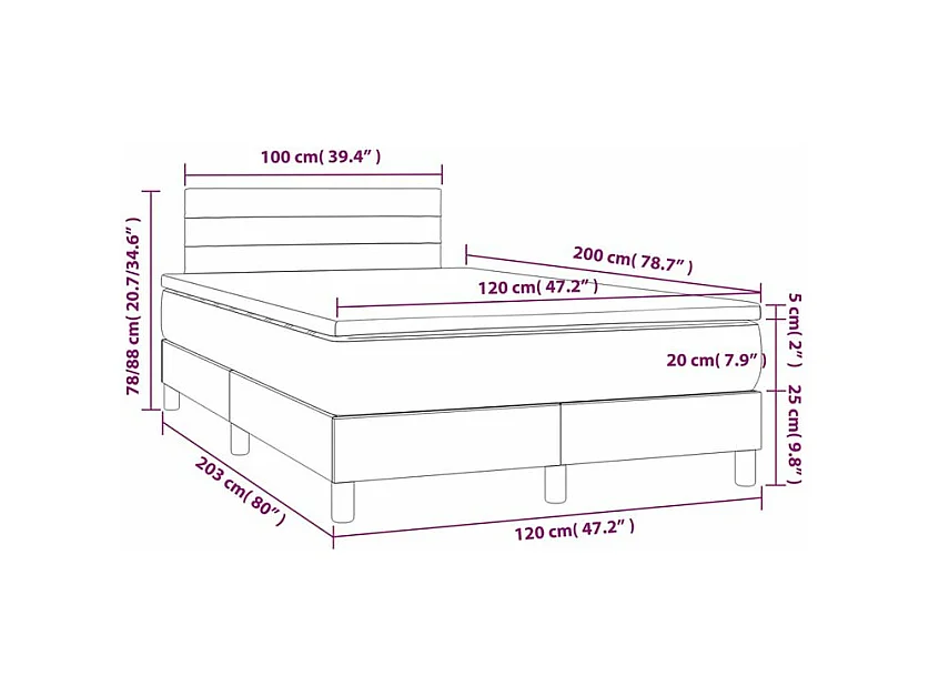 Sommier à lattes de lit avec matelas Taupe 120x200 Tissu