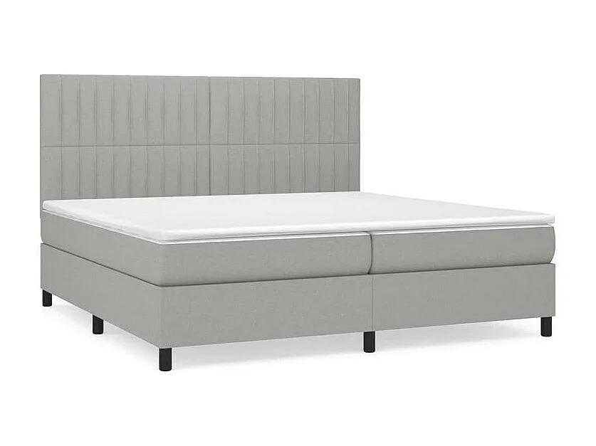 Sommier à lattes de lit avec matelas Gris clair 200x200 Tissu