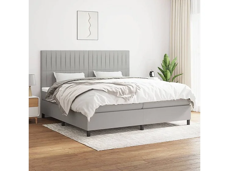 Sommier à lattes de lit avec matelas Gris clair 200x200 Tissu