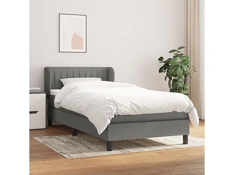 Sommier à lattes de lit et matelas Gris foncé 90x190 Tissu
