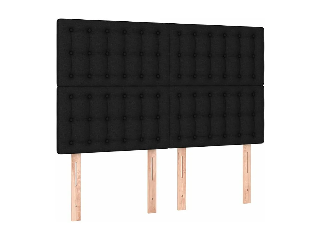 Sommier à lattes de lit avec matelas Noir 140x190 Tissu