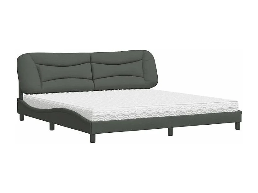 Lit avec matelas gris foncé 200x200 tissu