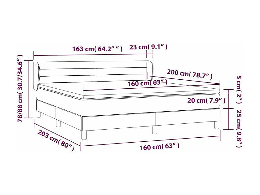 Sommier à lattes de lit avec matelas Gris clair 160x200 Tissu