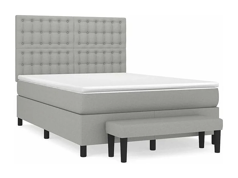 Sommier à lattes de lit avec matelas Gris clair 140x190 Tissu