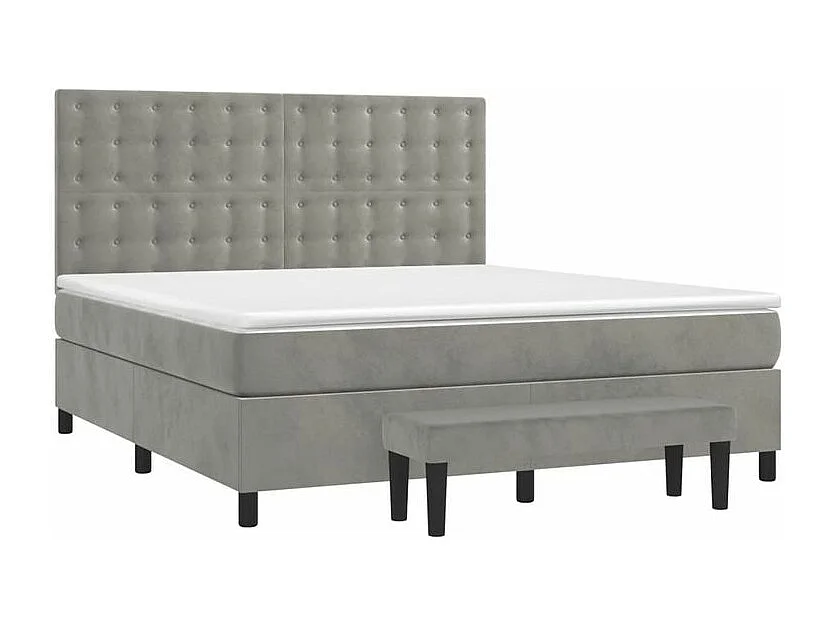 Sommier à lattes de lit et matelas Gris clair 160x200 Velours