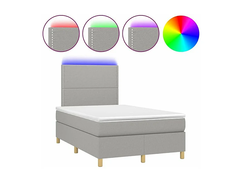 Sommier à lattes de lit et matelas et LED Gris clair 120x200