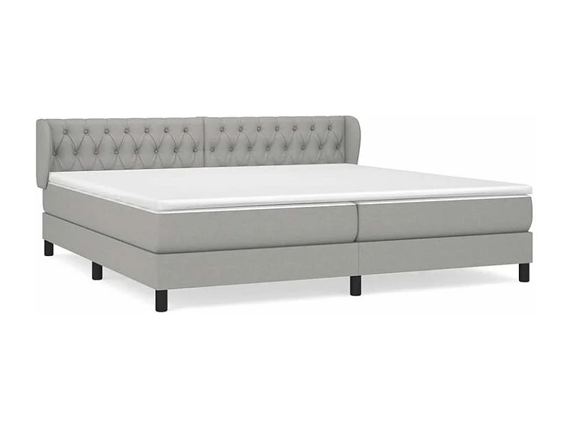Sommier à lattes de lit avec matelas Gris clair 200x200 Tissu