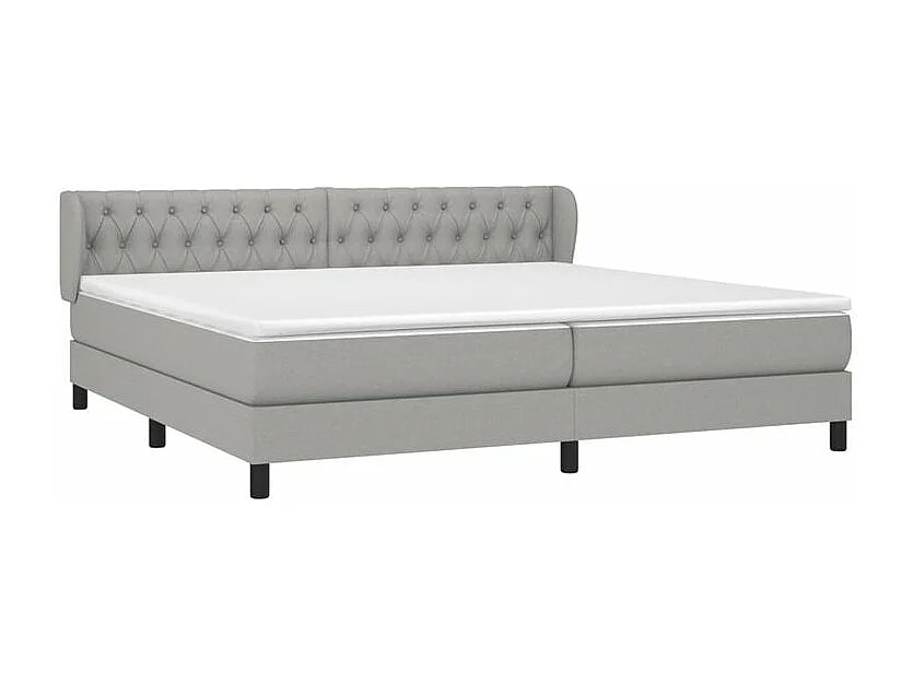 Sommier à lattes de lit avec matelas Gris clair 200x200 Tissu