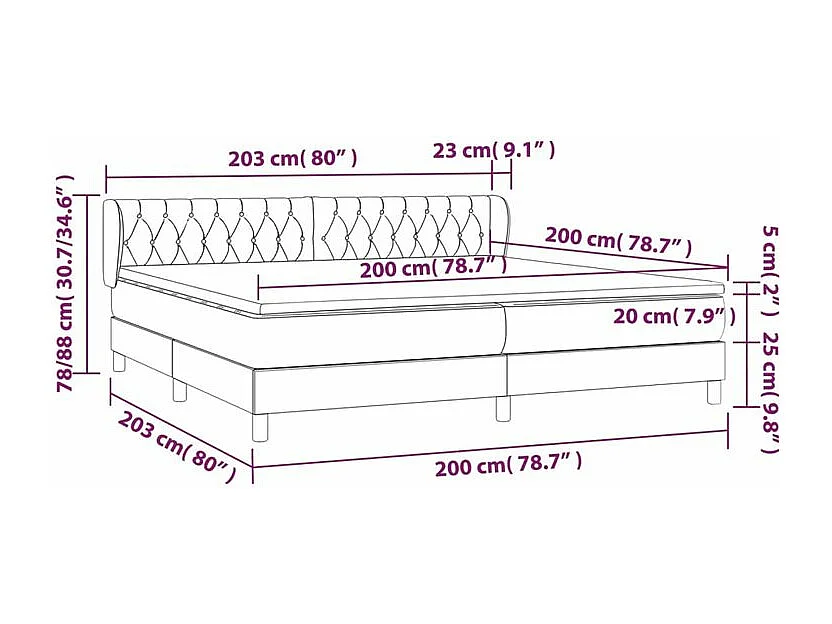 Sommier à lattes de lit avec matelas Gris clair 200x200 Tissu