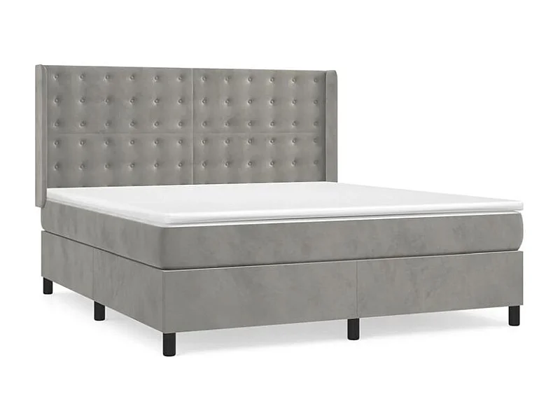 Sommier à lattes de lit et matelas Gris clair 160x200 Velours