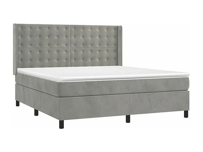 Sommier à lattes de lit et matelas Gris clair 160x200 Velours