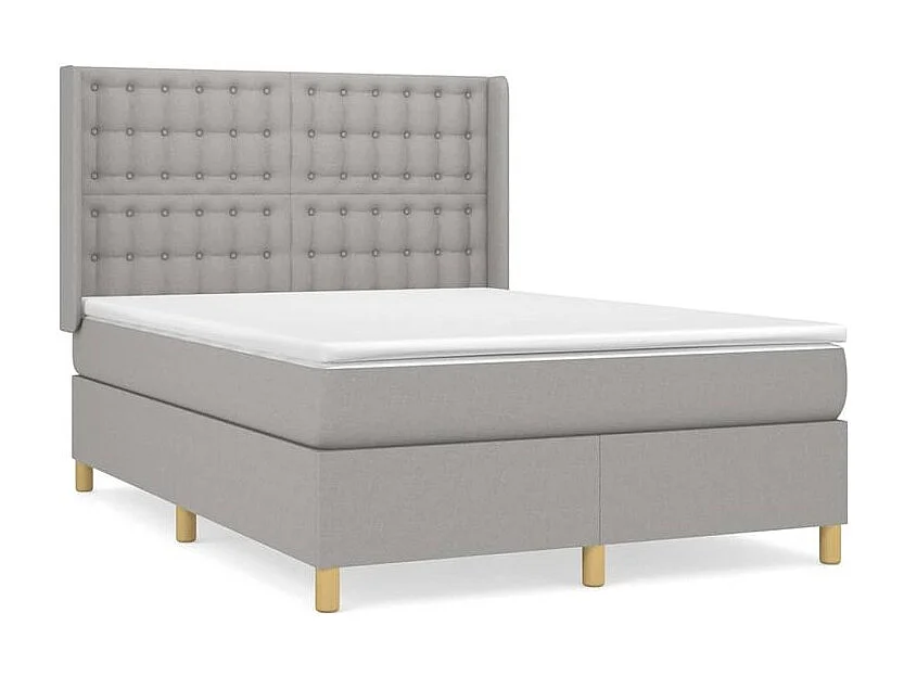Sommier à lattes de lit avec matelas Gris clair 140x200 Tissu