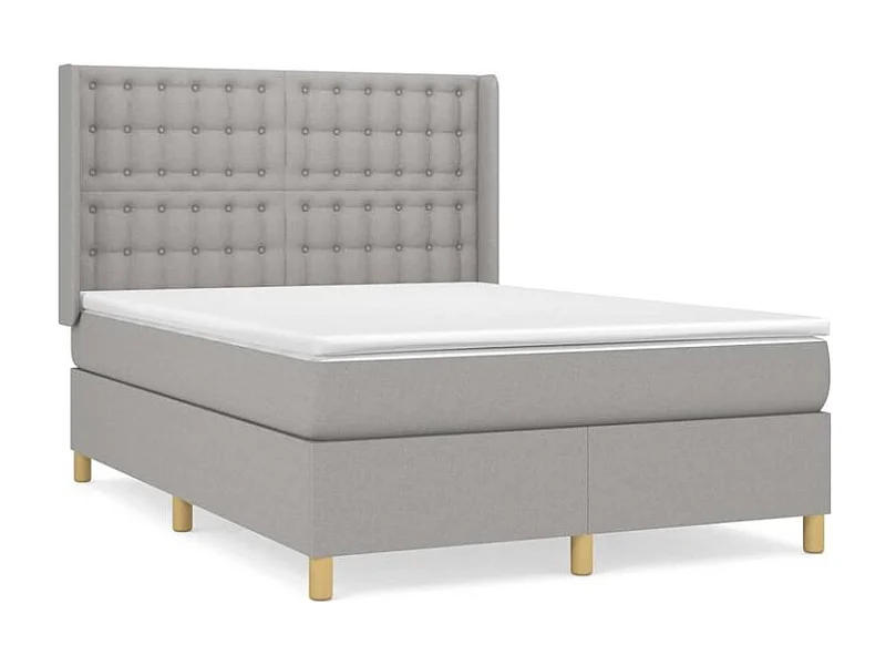 Sommier à lattes de lit avec matelas Gris clair 140x200 Tissu
