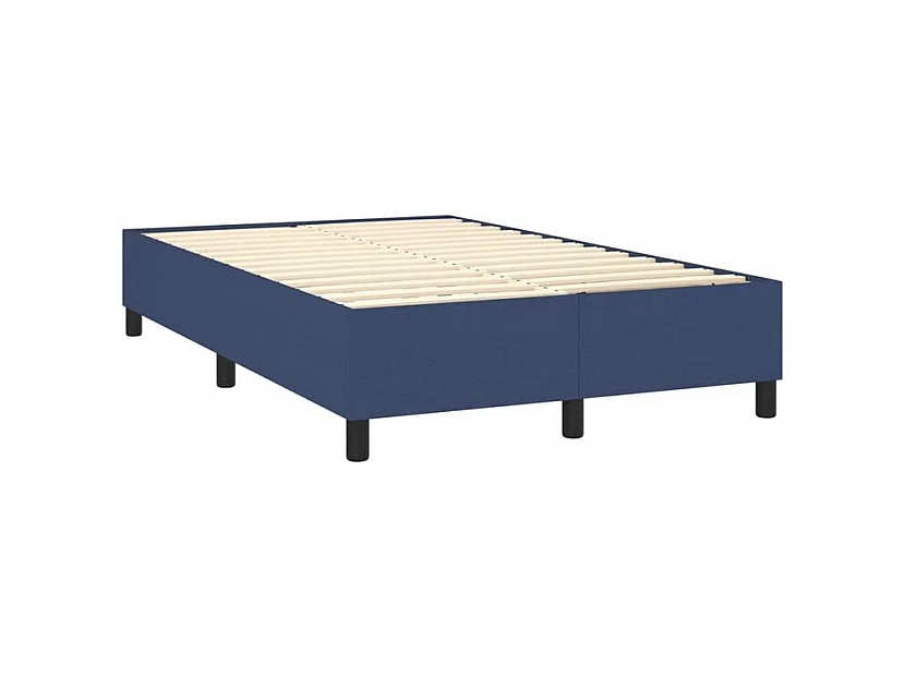Sommier à lattes de lit et matelas et LED Bleu 120x200 Tissu