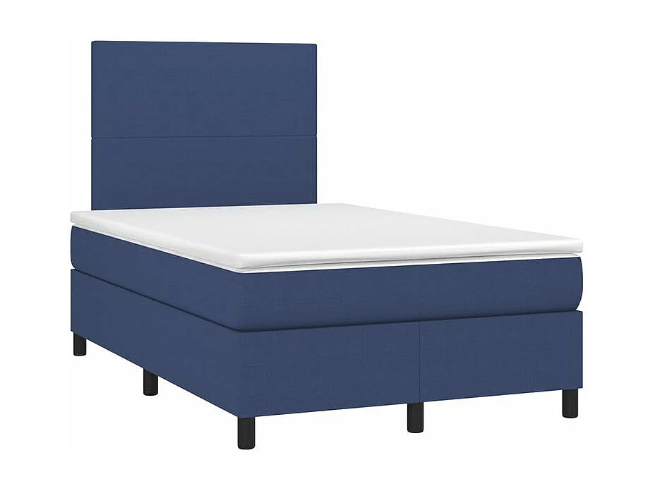 Sommier à lattes de lit et matelas et LED Bleu 120x200 Tissu
