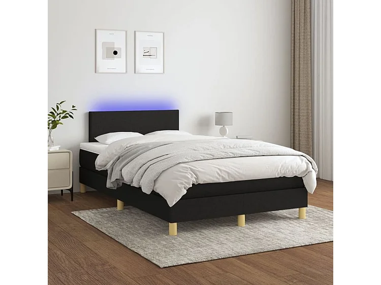 Sommier à lattes de lit avec matelas LED Noir 120x200 Tissu