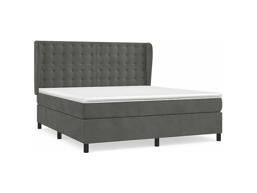 Sommier à lattes de lit et matelas Gris foncé 180x200 Velours