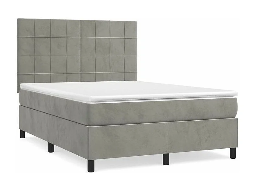 Sommier à lattes de lit et matelas Gris clair 140x200 Velours