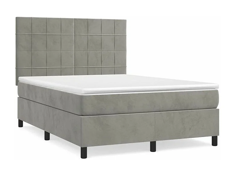 Sommier à lattes de lit et matelas Gris clair 140x200 Velours