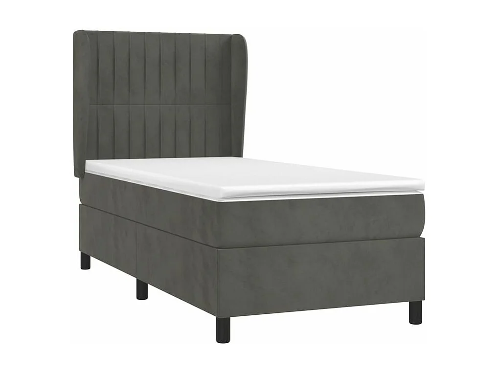 Sommier à lattes de lit et matelas Gris foncé 90x190 Velours