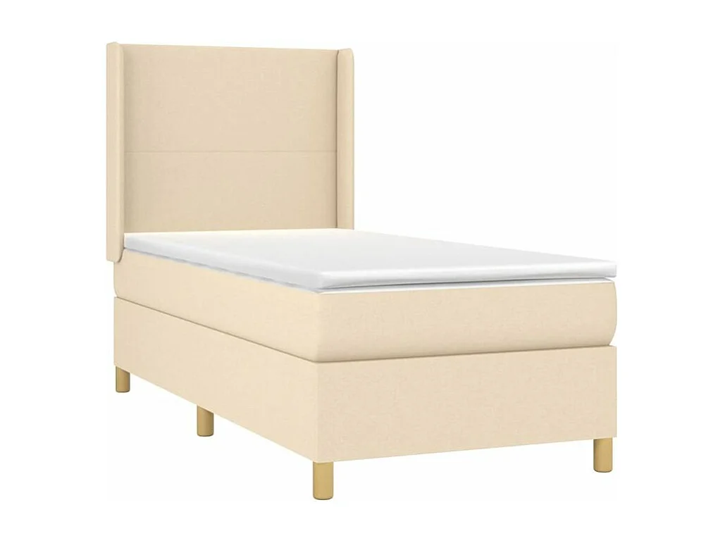 Sommier à lattes de lit matelas et LED Crème 90x190 Tissu
