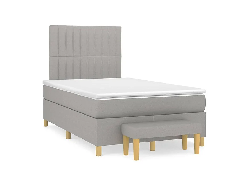 Sommier à lattes de lit avec matelas Gris clair 120x200 Tissu