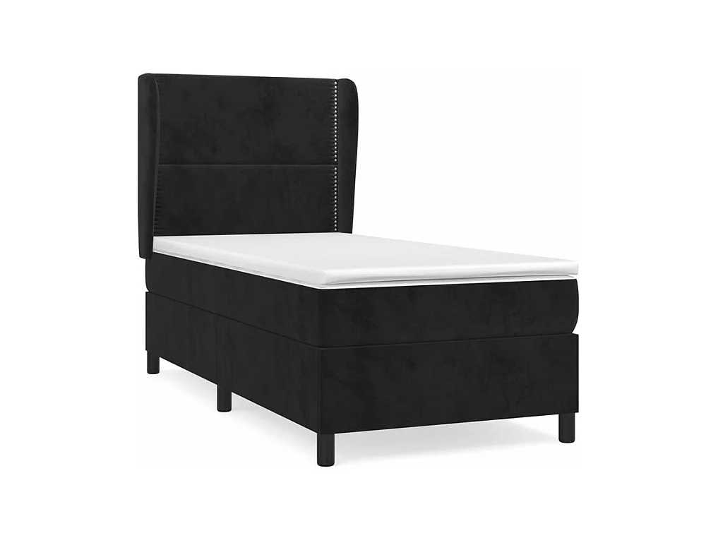 Sommier à lattes de lit et matelas Noir 80x200 Velours