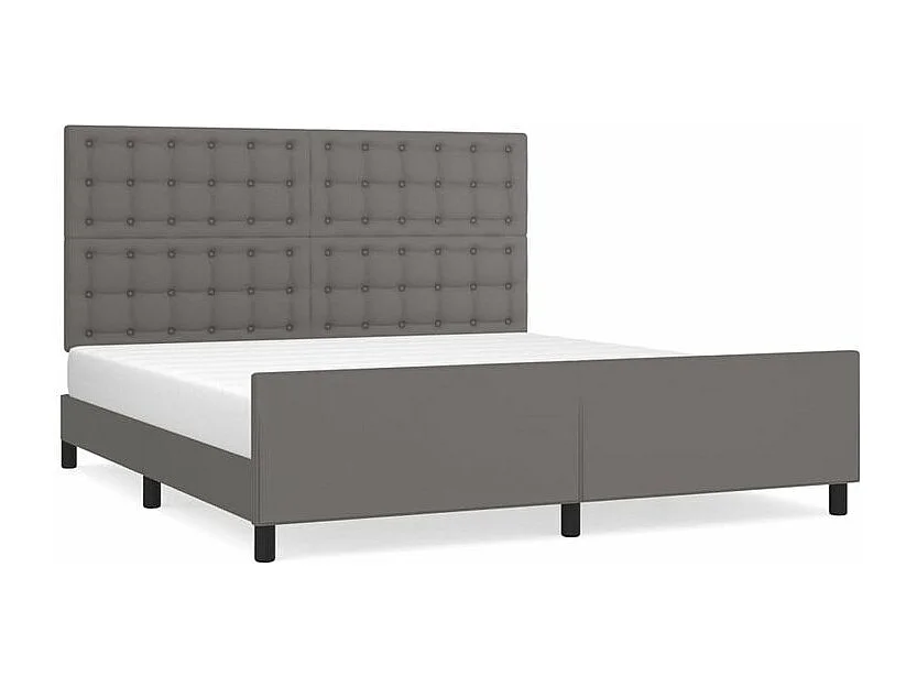 Bedframe met hoofdbord kunstleer grijs 180x200 cm