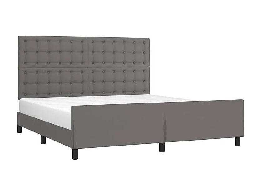 Bedframe met hoofdbord kunstleer grijs 180x200 cm