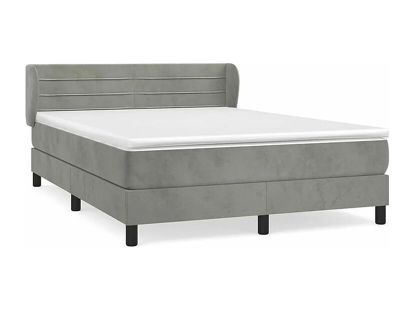 Sommier à lattes de lit et matelas Gris clair 140x200 Velours