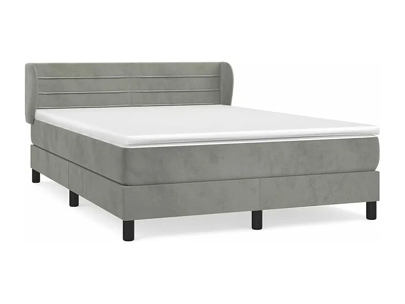 Sommier à lattes de lit et matelas Gris clair 140x200 Velours