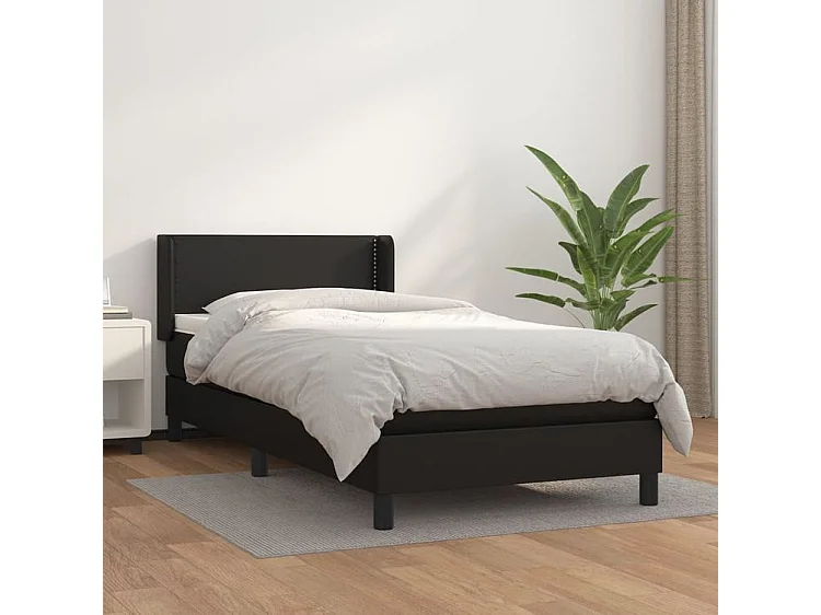 Sommier à lattes de lit avec matelas Noir 80x200 Similicuir