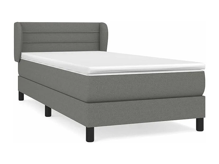 Sommier à lattes de lit et matelas Gris foncé 90x190 Tissu