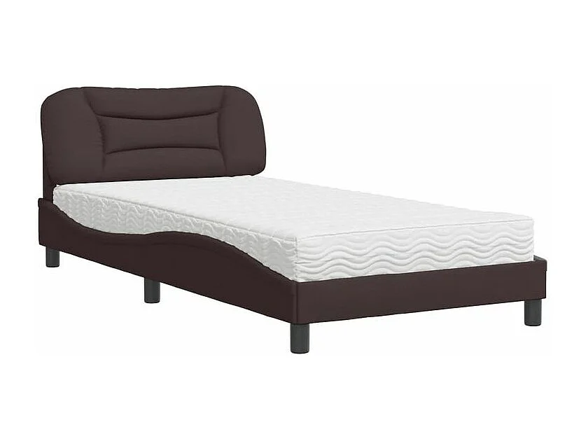 Lit avec matelas marron foncé 100x200 tissu