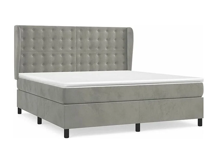 Sommier à lattes de lit et matelas Gris clair 160x200 Velours