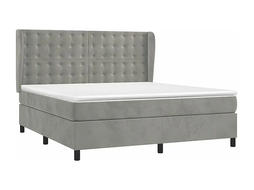 Sommier à lattes de lit et matelas Gris clair 160x200 Velours