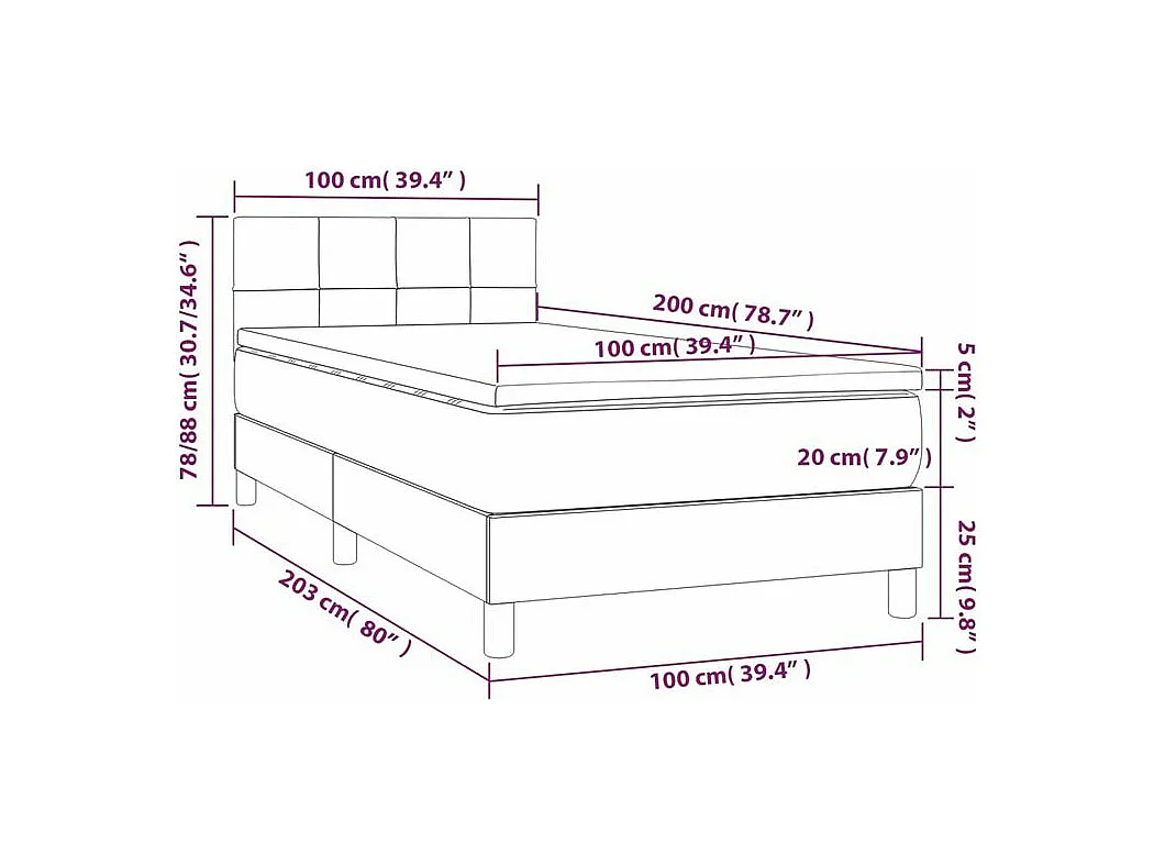 Sommier à lattes de lit avec matelas Bleu 100x200 Tissu