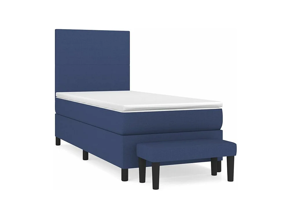 Sommier à lattes de lit avec matelas Bleu 90x200 Tissu
