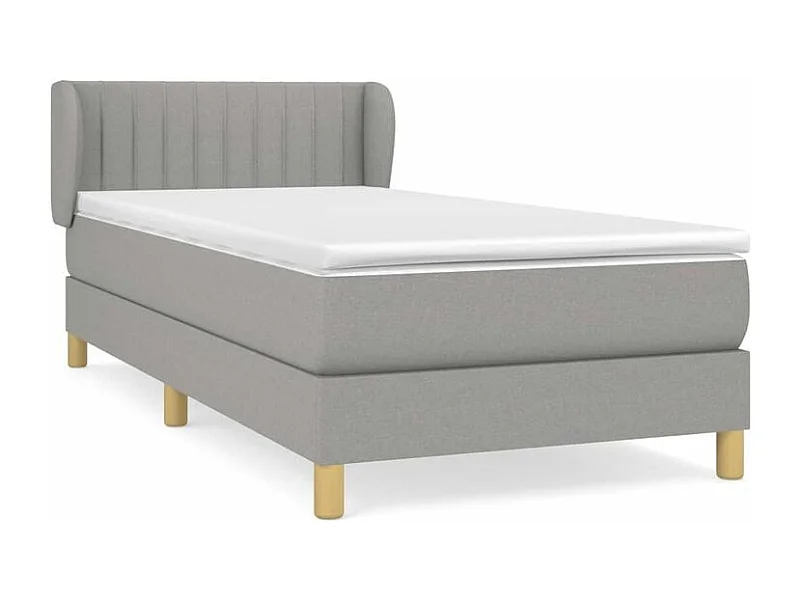 Sommier à lattes de lit avec matelas Gris clair 100x200 Tissu