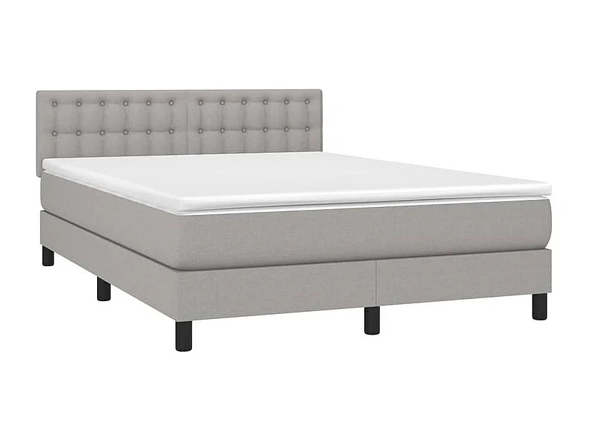 Sommier à lattes de lit et matelas et LED Gris clair 140x190
