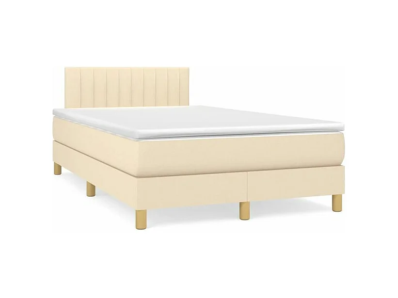 vidaXL Cama box spring con colchón tela color crema 120x200 cm