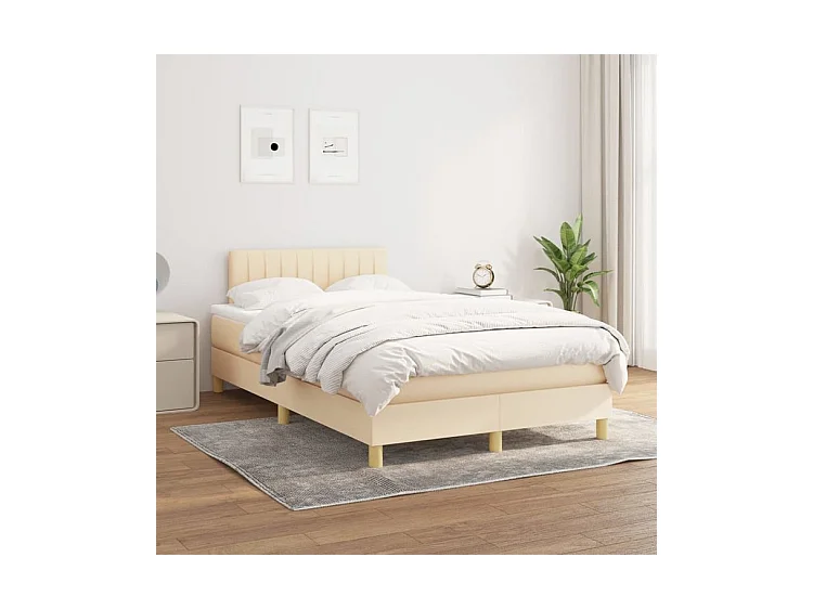 vidaXL Cama box spring con colchón tela color crema 120x200 cm