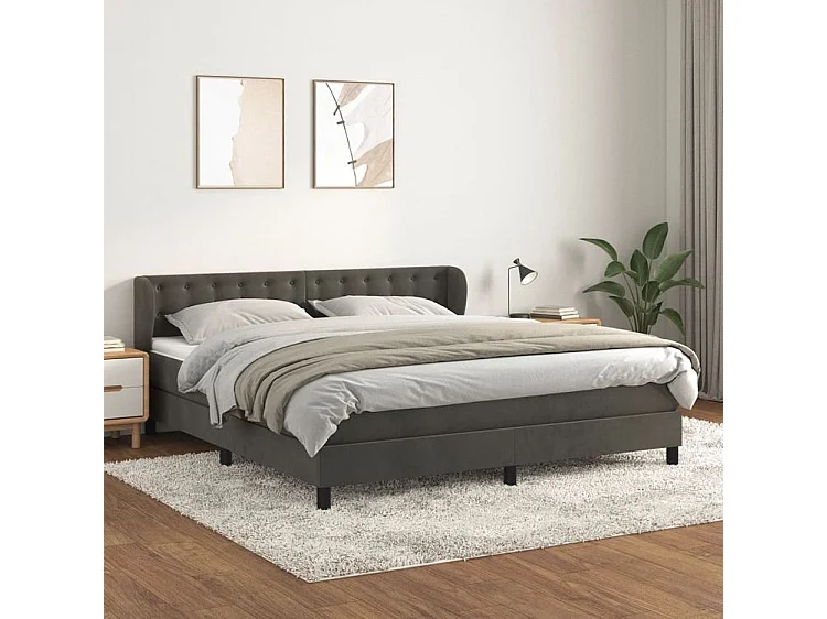 Sommier à lattes de lit et matelas Gris foncé 160x200 Velours